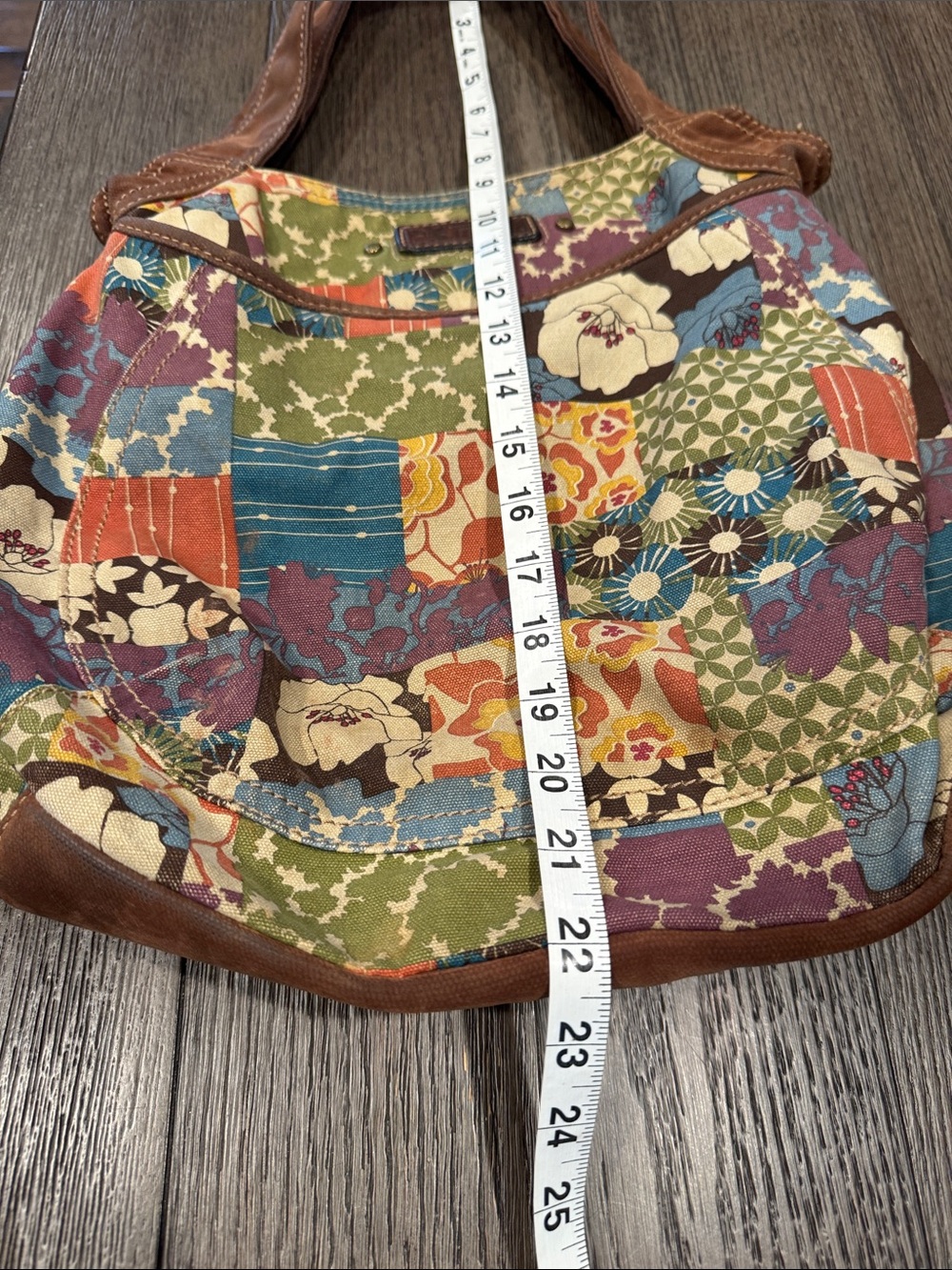 Fossil Patchwork Floral Shoulder Bag in Multi and Brown Accents - Picture 6 of 6